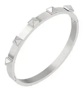 Crystal Triple-Stone Stainless Steel Bangle - HONORABLE VETERANS SOLUTIONS