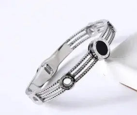 Crystal Triple-Stone Stainless Steel Bangle - HONORABLE VETERANS SOLUTIONS