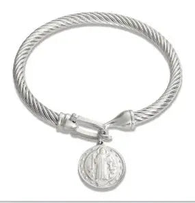 Crystal Triple-Stone Stainless Steel Bangle - HONORABLE VETERANS SOLUTIONS