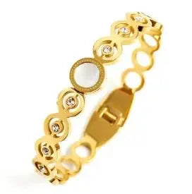 Crystal Triple-Stone Stainless Steel Bangle - HONORABLE VETERANS SOLUTIONS