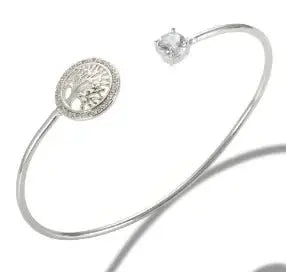 Crystal Triple-Stone Stainless Steel Bangle - HONORABLE VETERANS SOLUTIONS