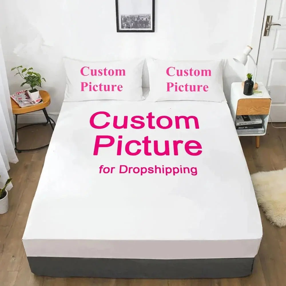 Custom Fitted Sheet from Photos, Personalized Bed Sheets for Home Decor, Customized DIY Bed Cover Deep Pocket with 2 Pillowcase - HONORABLE VETERANS SOLUTIONS