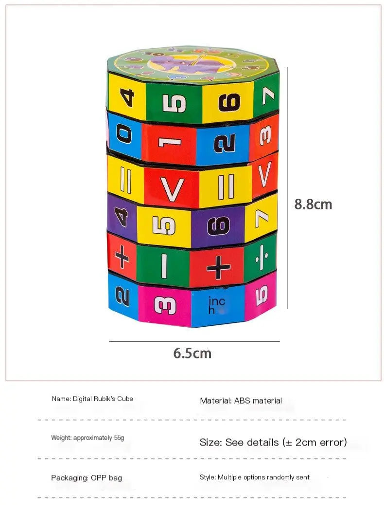 Cylindrical Six-Sided Math Cube for Kids Learning Toy - HONORABLE VETERANS SOLUTIONS