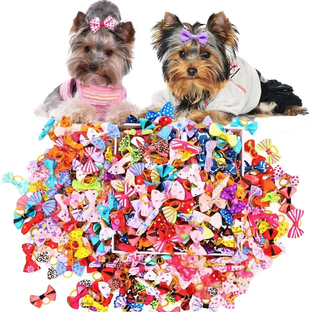 Dog bow Dog Hair Accessories Dog Bow With Rubber Band Handmade Movable Puppy Bows For Dogs and Cats Cute Pet Accessories - HONORABLE VETERANS SOLUTIONS