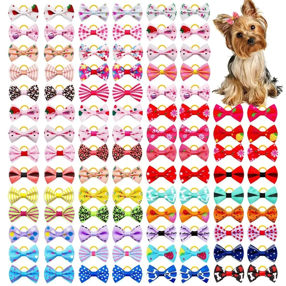 Dog bow Dog Hair Accessories Dog Bow With Rubber Band Handmade Movable Puppy Bows For Dogs and Cats Cute Pet Accessories - HONORABLE VETERANS SOLUTIONS