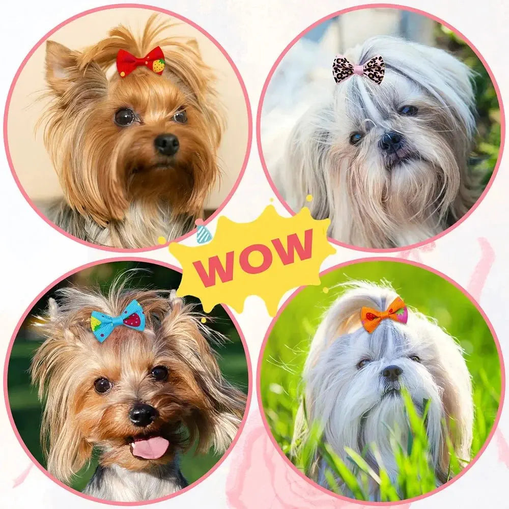 Dog bow Dog Hair Accessories Dog Bow With Rubber Band Handmade Movable Puppy Bows For Dogs and Cats Cute Pet Accessories - HONORABLE VETERANS SOLUTIONS