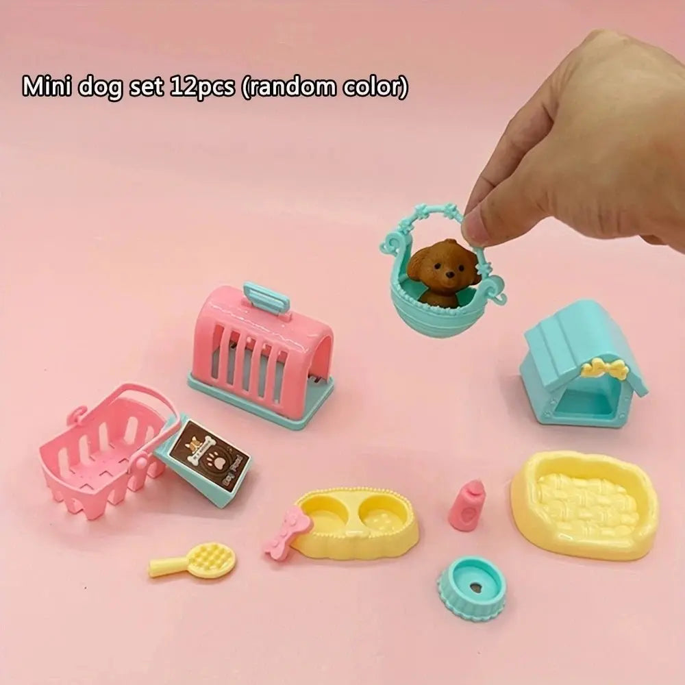 Dollhouse Item Kawaii Mini Dog Doll Accessories Puppy Cat Set Plastic Mini Items for Funny Educational Dollhouse - HONORABLE VETERANS SOLUTIONS