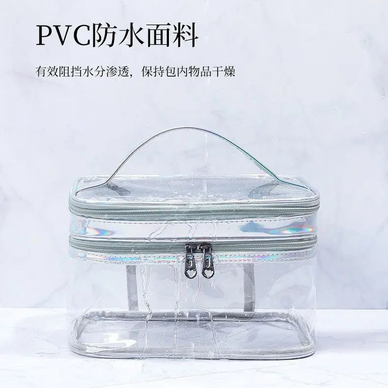 Double Layer Transparent Cosmetic Bag Large Capacity Dry and Wet Separate Waterproof Toiletry Bag Portable Travel Cosmetic Storage Bag - HONORABLE VETERANS SOLUTIONS