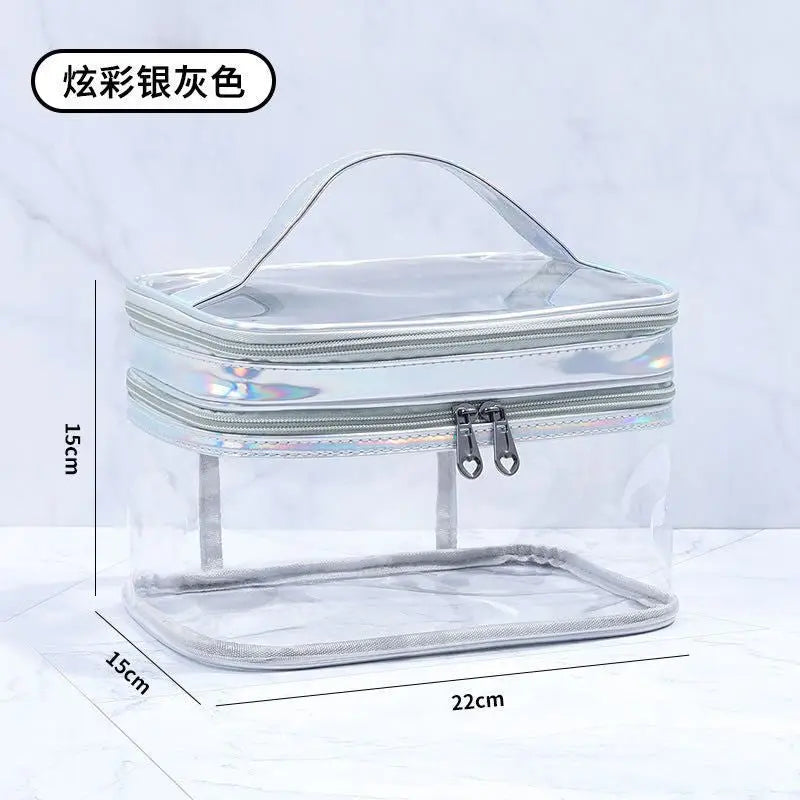 Double Layer Transparent Cosmetic Bag Large Capacity Dry and Wet Separate Waterproof Toiletry Bag Portable Travel Cosmetic Storage Bag - HONORABLE VETERANS SOLUTIONS