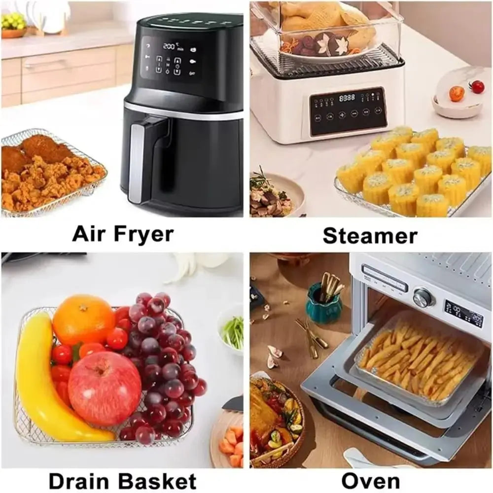 Durable Stackable Air Fryer Rack Non-Stick Stainless Steel Airfryer Tray Grill Basket Kitchen Gadgets - HONORABLE VETERANS SOLUTIONS