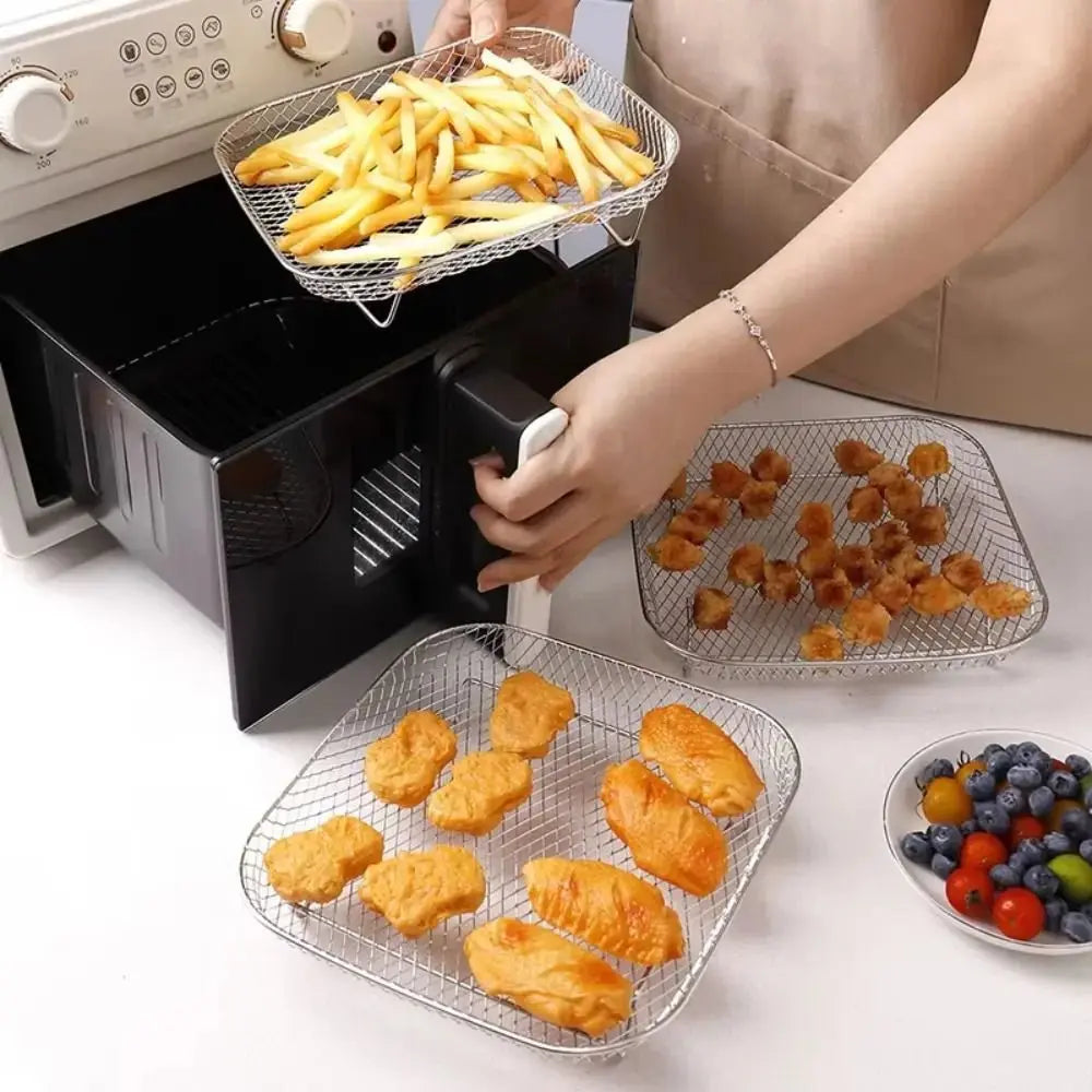 Durable Stackable Air Fryer Rack Non-Stick Stainless Steel Airfryer Tray Grill Basket Kitchen Gadgets - HONORABLE VETERANS SOLUTIONS