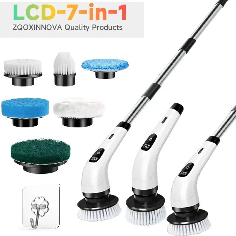 Electric Cleaning Brush Electric Spin Scrubber 7 in 1 Cleaning Tool For Kitchen/Bathroom/Living Room Household Hair Brushes - HONORABLE VETERANS SOLUTIONS