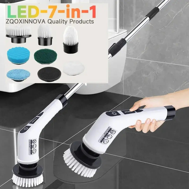 Electric Cleaning Brush Electric Spin Scrubber 7 in 1 Cleaning Tool For Kitchen/Bathroom/Living Room Household Hair Brushes - HONORABLE VETERANS SOLUTIONS