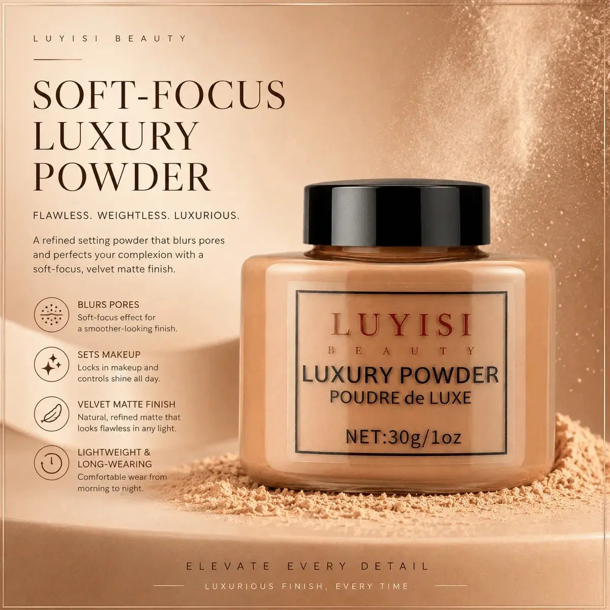 Facial Makeup Set:1pc Matte Loose Powder+1pc Waterproof Fundation,High-Coverage,Long-Lasting,Oil Control,Creat Natural Looks. - HONORABLE VETERANS SOLUTIONS