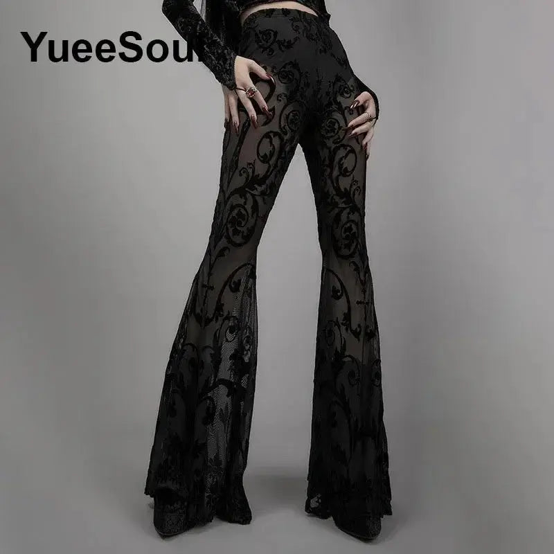 Gothic Women Pants Black Lace Sexy Cargo Pants 2026 New Y2K Aesthetic Harajuku Hip Hop Punk Grunge Long Trousers Streetwear - HONORABLE VETERANS SOLUTIONS