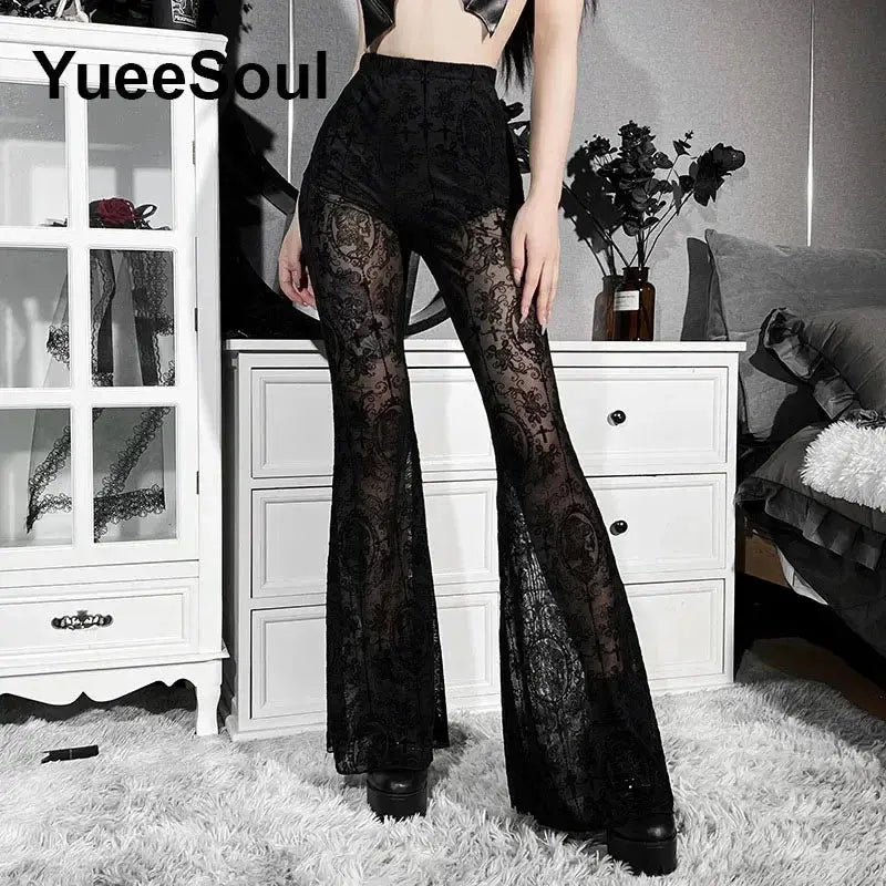 Gothic Women Pants Black Lace Sexy Cargo Pants 2026 New Y2K Aesthetic Harajuku Hip Hop Punk Grunge Long Trousers Streetwear - HONORABLE VETERANS SOLUTIONS