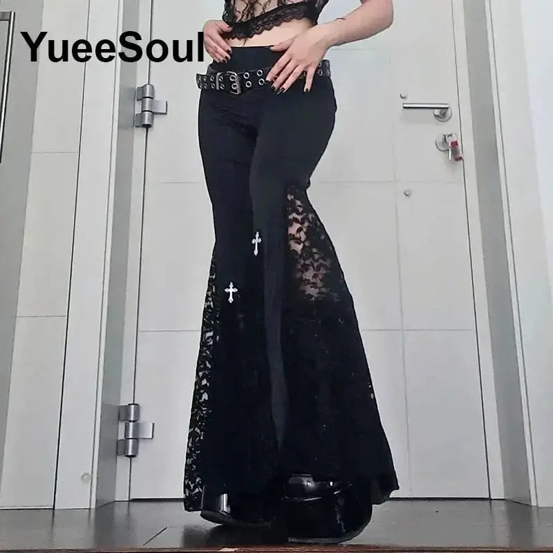 Gothic Women Pants Black Lace Sexy Cargo Pants 2026 New Y2K Aesthetic Harajuku Hip Hop Punk Grunge Long Trousers Streetwear - HONORABLE VETERANS SOLUTIONS