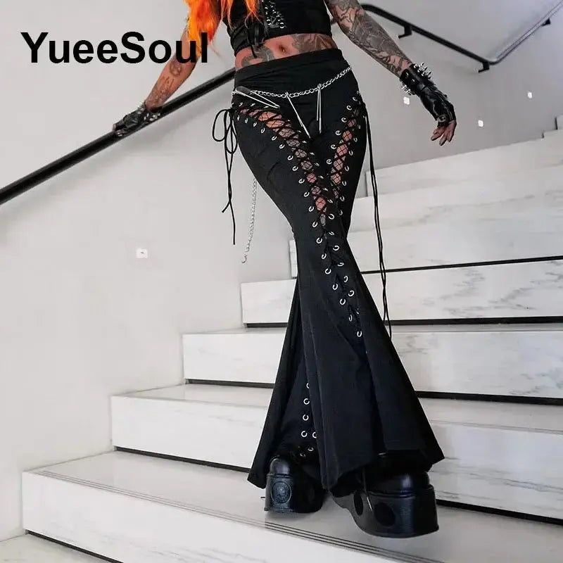 Gothic Women Pants Black Lace Sexy Cargo Pants 2026 New Y2K Aesthetic Harajuku Hip Hop Punk Grunge Long Trousers Streetwear - HONORABLE VETERANS SOLUTIONS