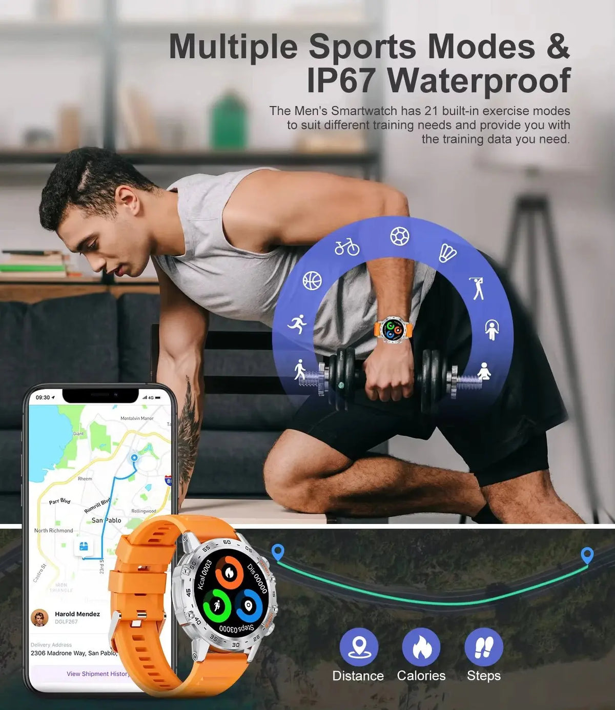 LIGE 1.39 Inch HD Bluetooth Call Smart Watch Men Fitness Tracker Blood Oxygen Health Monitor 400mAh Smartwatch 100+ Sport Modes - HONORABLE VETERANS SOLUTIONS