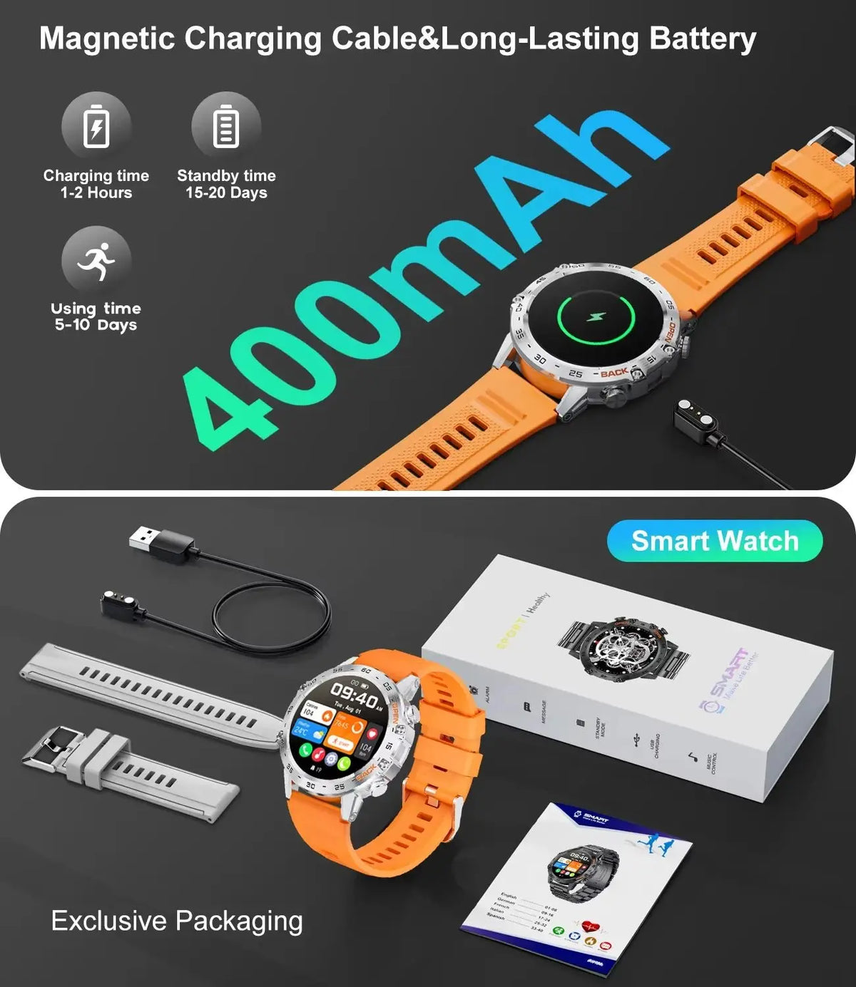 LIGE 1.39 Inch HD Bluetooth Call Smart Watch Men Fitness Tracker Blood Oxygen Health Monitor 400mAh Smartwatch 100+ Sport Modes - HONORABLE VETERANS SOLUTIONS