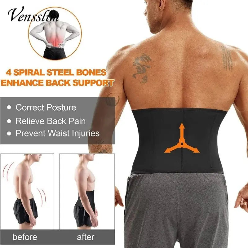 Men Waist Trainer Corsets Tummy Control Shapewear Sport Workout Girdle Slimming Body Shaper Sauna Sweat Belt - HONORABLE VETERANS SOLUTIONS