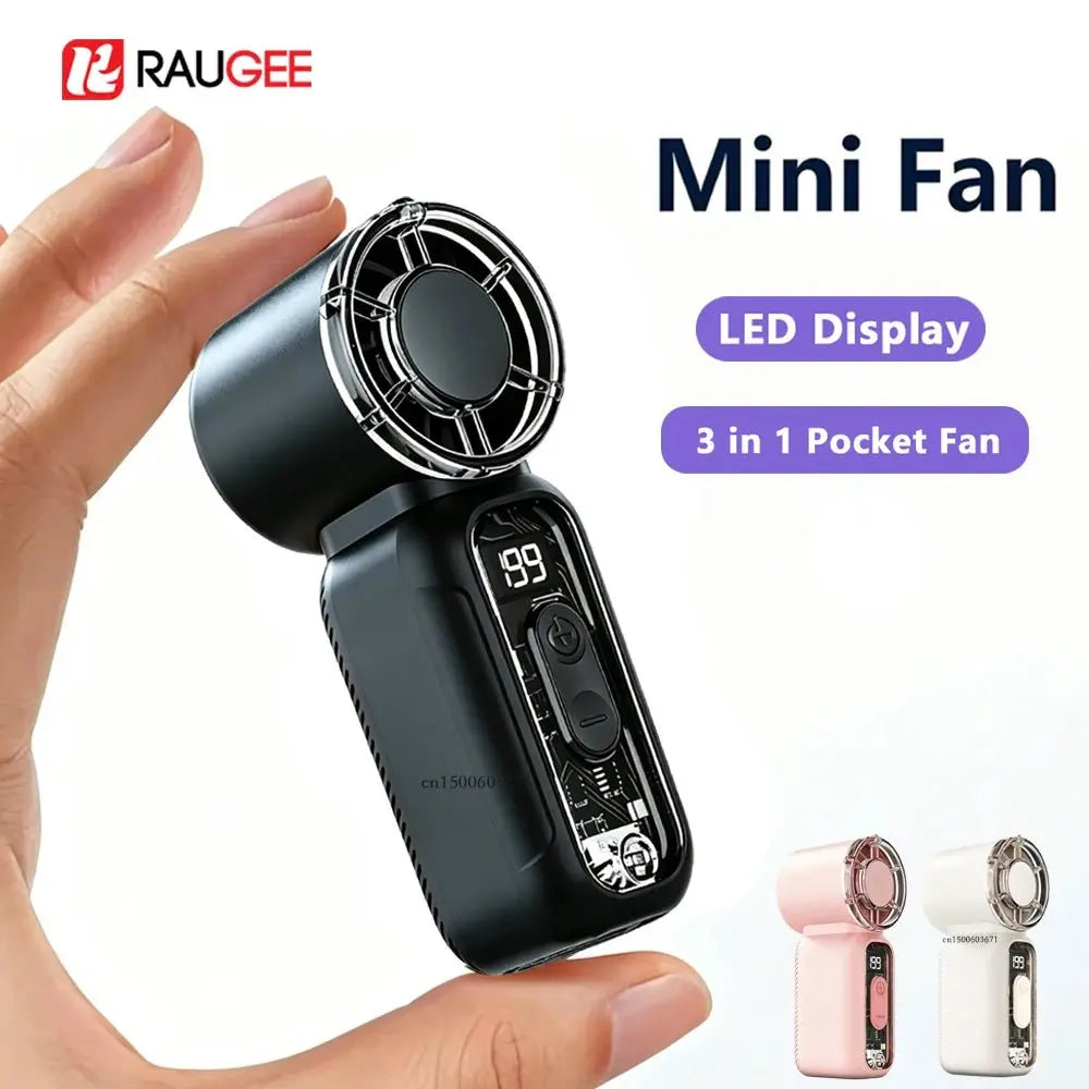 Mini Portable Handheld Fan Personal Pocket-Sized Digital Display Hand Fan USB Rechargeable Outdoor Small Pocket Hand Fan - HONORABLE VETERANS SOLUTIONS