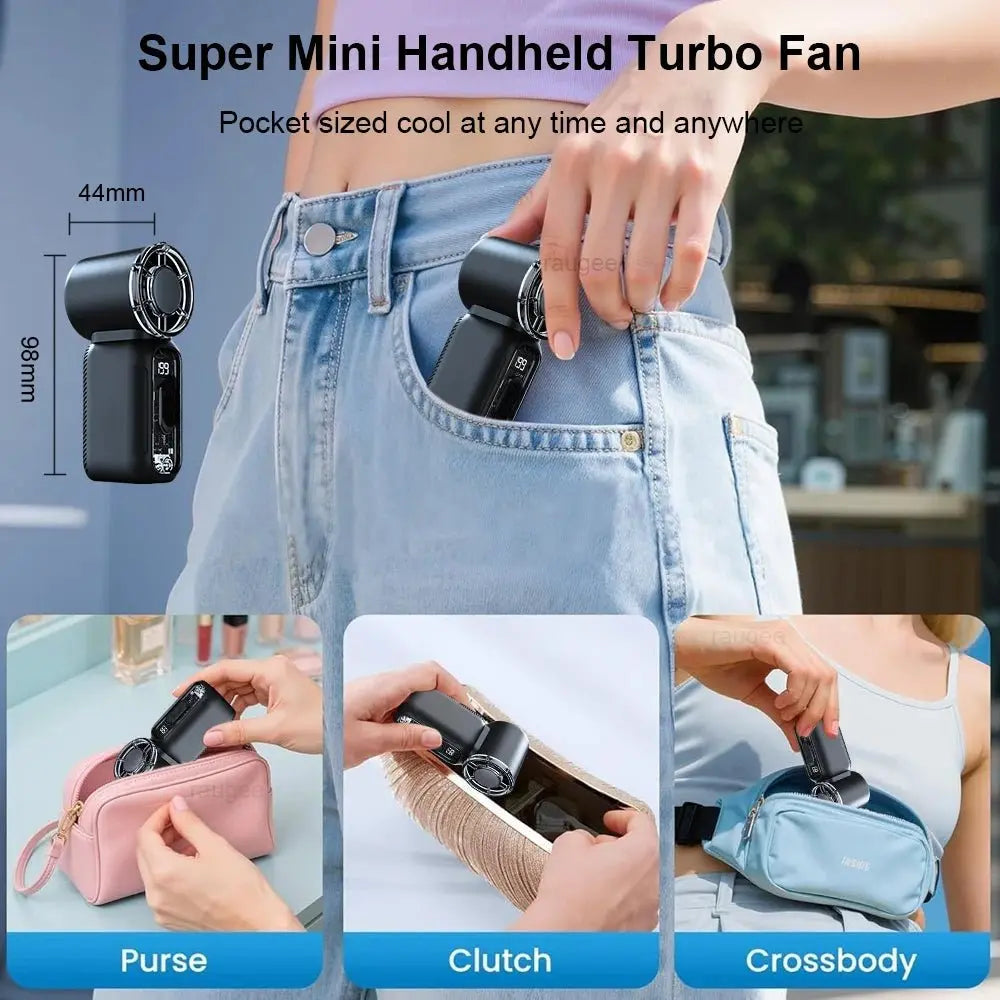 Mini Portable Handheld Fan Personal Pocket-Sized Digital Display Hand Fan USB Rechargeable Outdoor Small Pocket Hand Fan - HONORABLE VETERANS SOLUTIONS