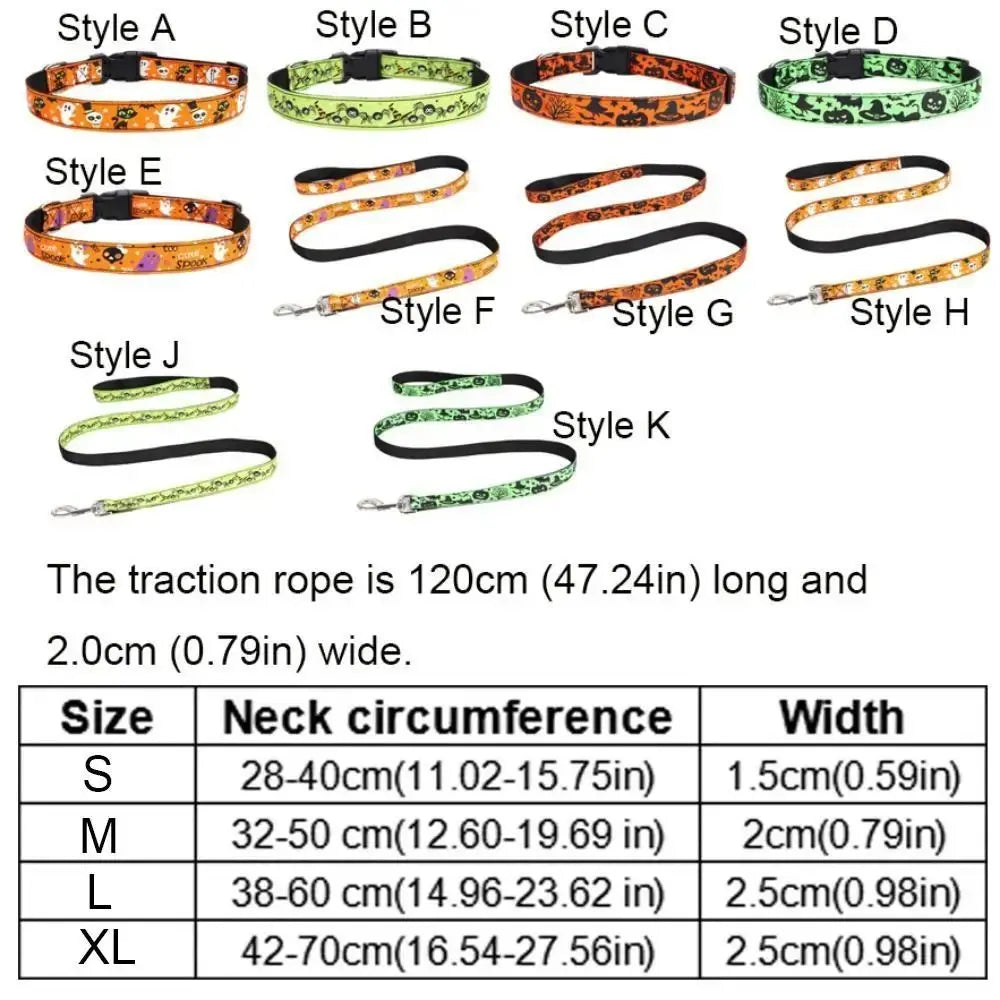 Pet Accessories Decorative Halloween Dog Collar Adjustable Quick Release Dogs Leash Nylon Dog Traction Rope for Dogs Cats - HONORABLE VETERANS SOLUTIONS