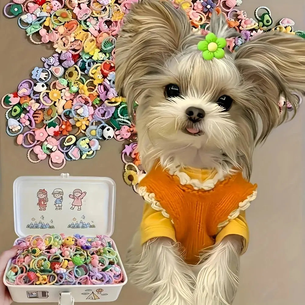 Pet Hair Accessory Set, Cute Designs of Flowers, Bows, Fruits, and Small Animals, Headbands and Hairbands Suitable for Dogs and Cats (Hair Accessories Only, Random Styles and Colors) - HONORABLE VETERANS SOLUTIONS