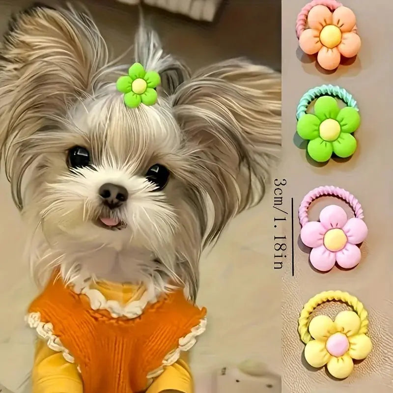 Pet Hair Accessory Set, Cute Designs of Flowers, Bows, Fruits, and Small Animals, Headbands and Hairbands Suitable for Dogs and Cats (Hair Accessories Only, Random Styles and Colors) - HONORABLE VETERANS SOLUTIONS