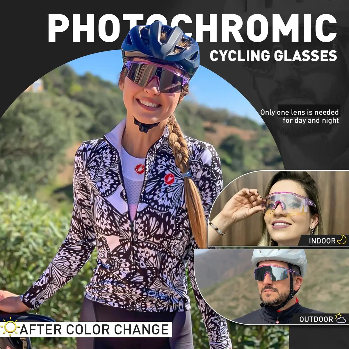 Photochromic Sunglasses UV400 Bike Bicycle Glasses Men's Blue Sports Woman Cycling Eyewear Outdoor MTB Glasses Bike Goggles - HONORABLE VETERANS SOLUTIONS