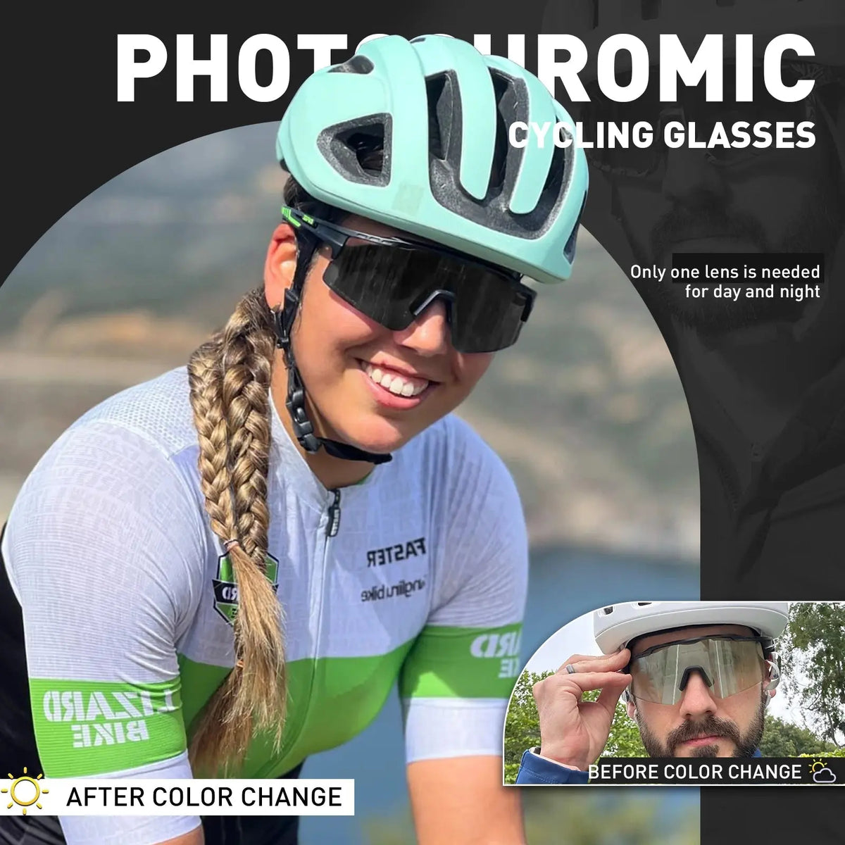Photochromic Sunglasses UV400 Bike Bicycle Glasses Men's Blue Sports Woman Cycling Eyewear Outdoor MTB Glasses Bike Goggles - HONORABLE VETERANS SOLUTIONS