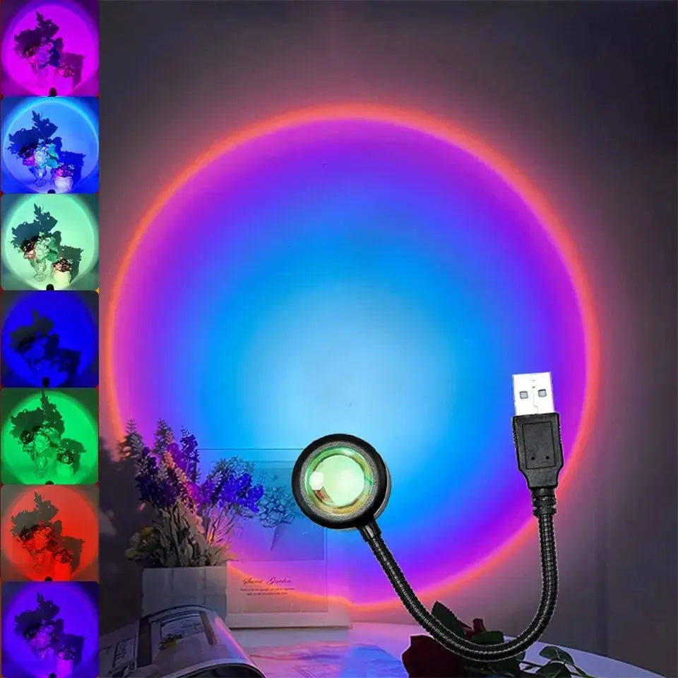 RGB Sunset Lamp Projection Led Night Light Sunset Projection Lamp For Photography Selfie Party Home Living Room Bedroom Decor - HONORABLE VETERANS SOLUTIONS