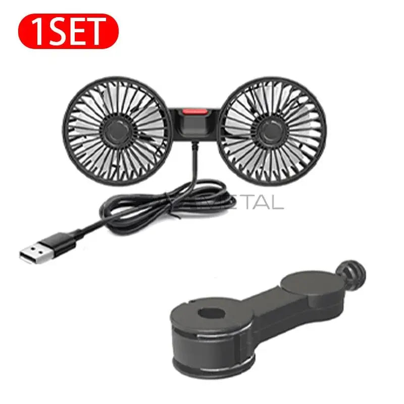 SEAMETAL 3-speed Car Seat Back Cooling Fan USB Charge Dual Head Fan 360 Degree Rotation Neck Cooler for Summer Car Accessories - HONORABLE VETERANS SOLUTIONS