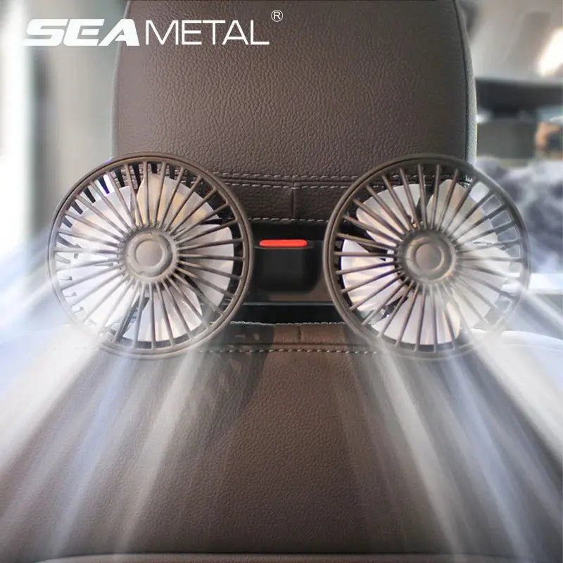 SEAMETAL 3-speed Car Seat Back Cooling Fan USB Charge Dual Head Fan 360 Degree Rotation Neck Cooler for Summer Car Accessories - HONORABLE VETERANS SOLUTIONS