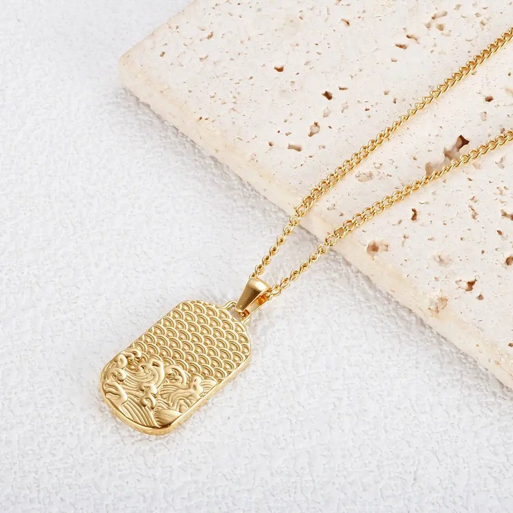 Square Pendants Delicate Stainless Steel Chain Pendant Necklace For Women Necklace - HONORABLE VETERANS SOLUTIONS