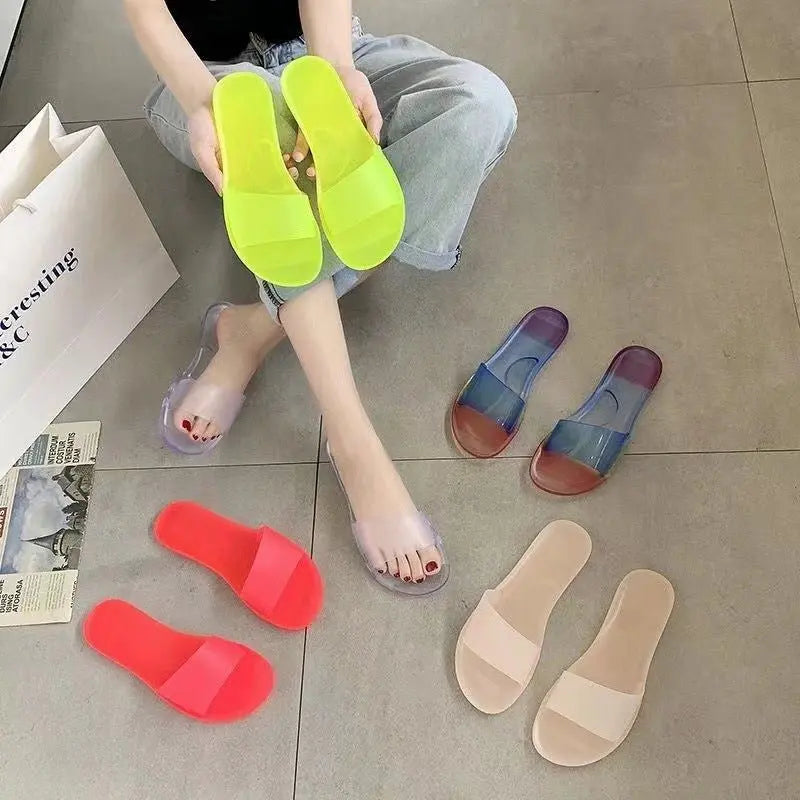 Summer New Crystal Slippers for Women, Large Size, Fashionable Jelly Outer Wear, Casual Home Couple, Deodorant Flip Flops, Cross-Border - HONORABLE VETERANS SOLUTIONS