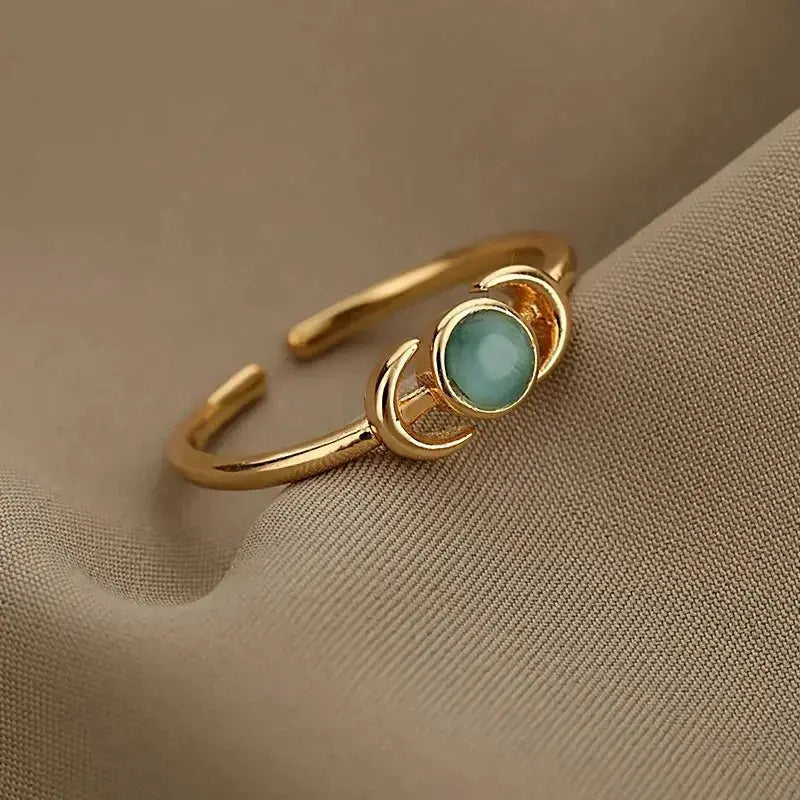 Trend Opal Finger Rings For Women Stainless Steel Adjustable Couple Geometric Open Ring Handmade Aesthetic Jewelry Gift Anillos - HONORABLE VETERANS SOLUTIONS