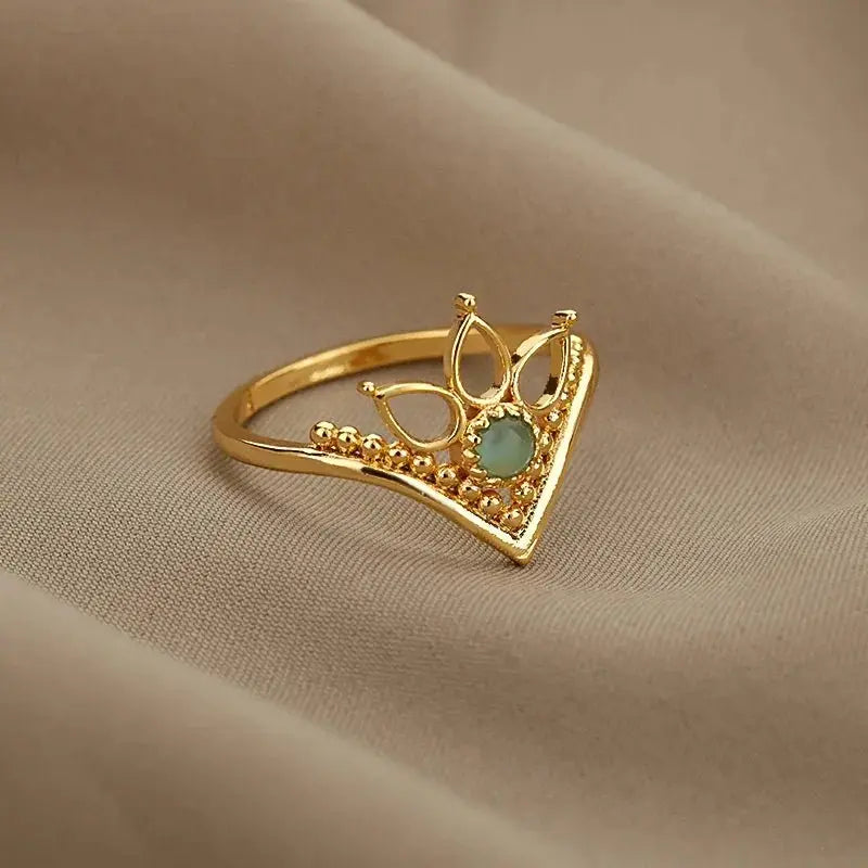 Trend Opal Finger Rings For Women Stainless Steel Adjustable Couple Geometric Open Ring Handmade Aesthetic Jewelry Gift Anillos - HONORABLE VETERANS SOLUTIONS