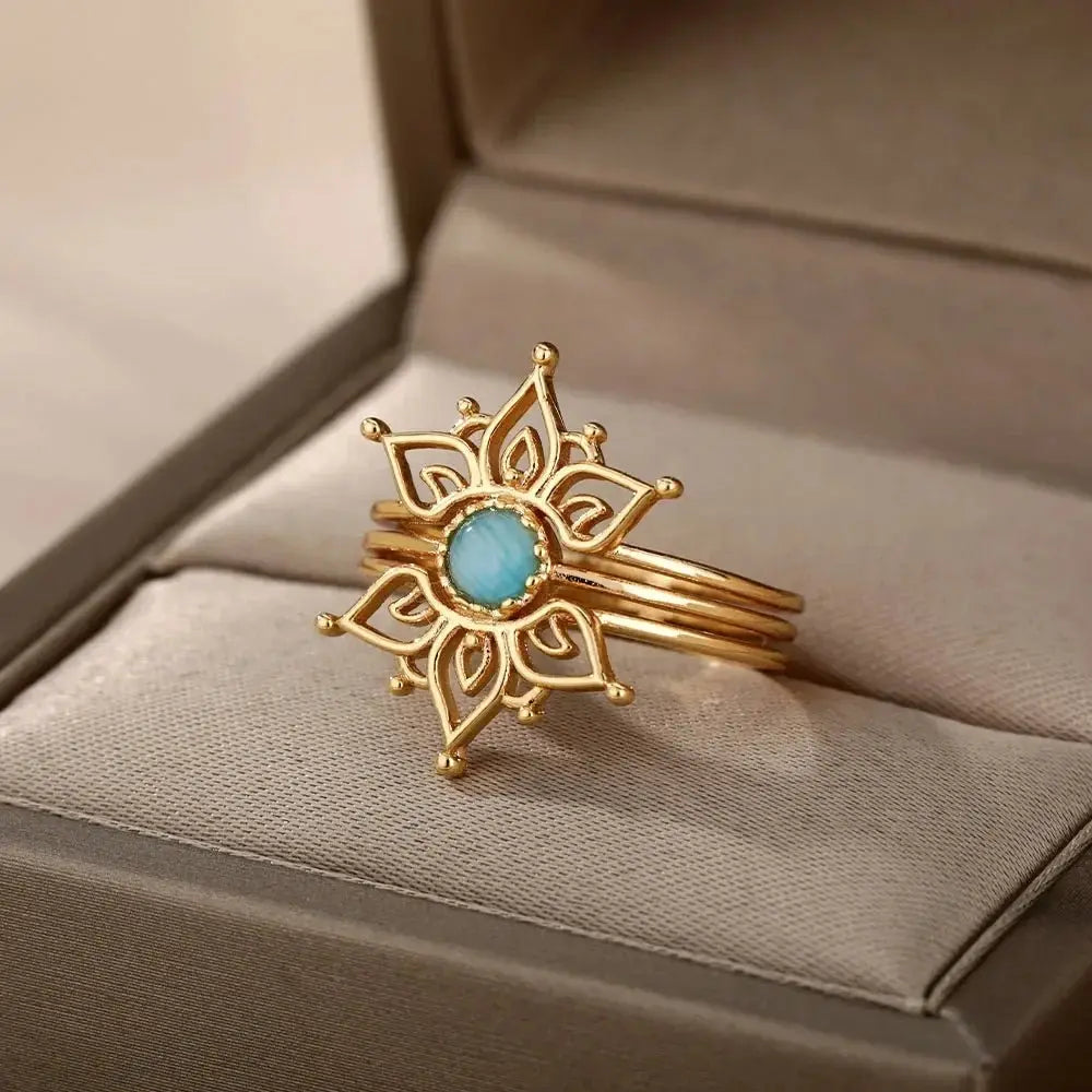 Trend Opal Finger Rings For Women Stainless Steel Adjustable Couple Geometric Open Ring Handmade Aesthetic Jewelry Gift Anillos - HONORABLE VETERANS SOLUTIONS