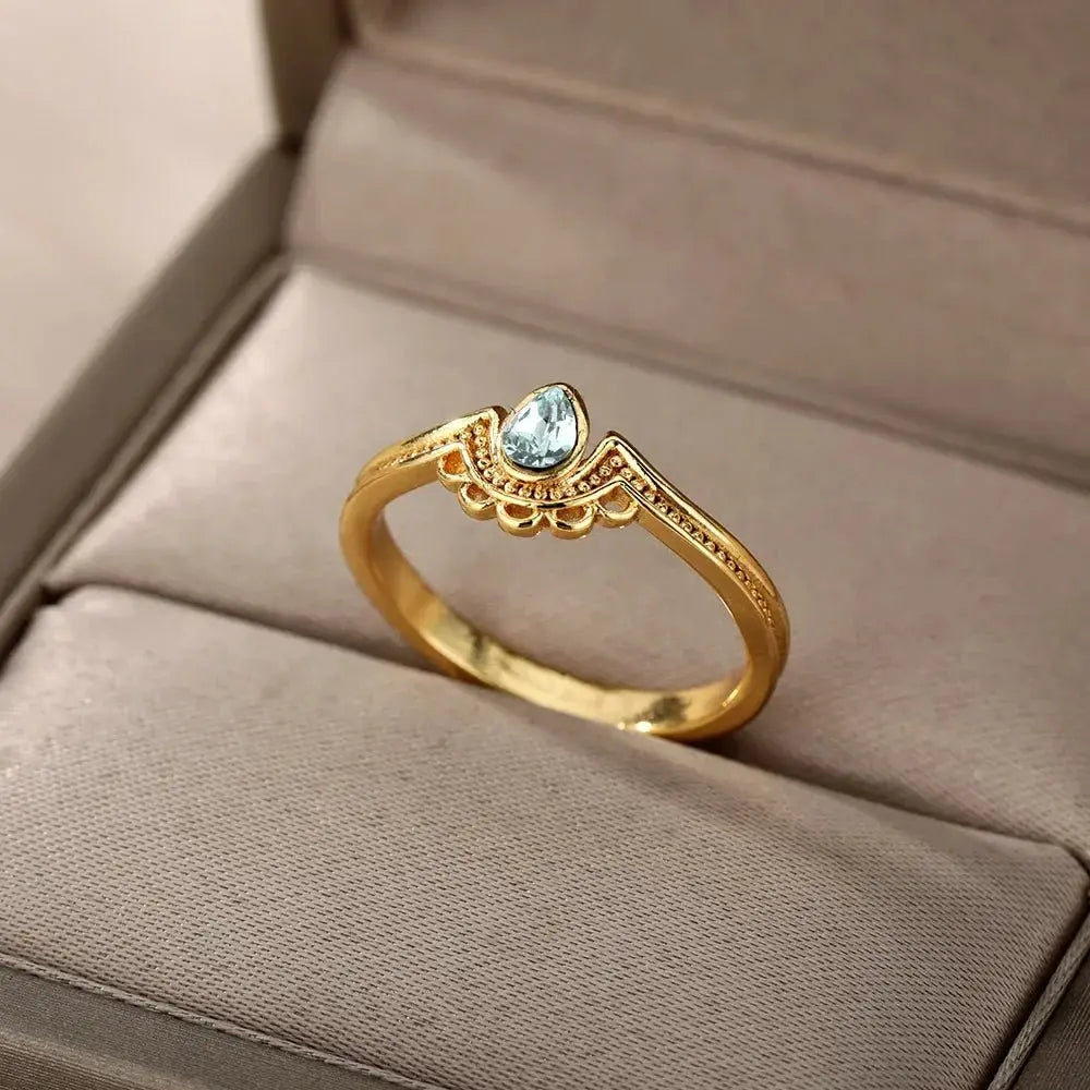 Trend Opal Finger Rings For Women Stainless Steel Adjustable Couple Geometric Open Ring Handmade Aesthetic Jewelry Gift Anillos - HONORABLE VETERANS SOLUTIONS
