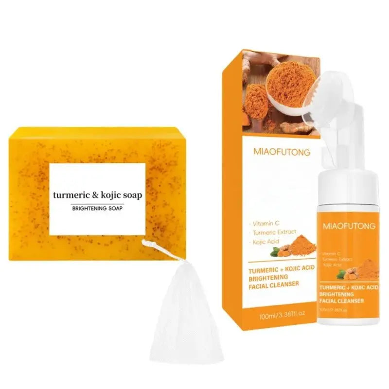 Turmeric Cleanser & Soap Sets Deeply Cleansing Kojic Acid Blackhead Remover Skin Cleansing Oil Control Fade Acne Marks Brighten - HONORABLE VETERANS SOLUTIONS