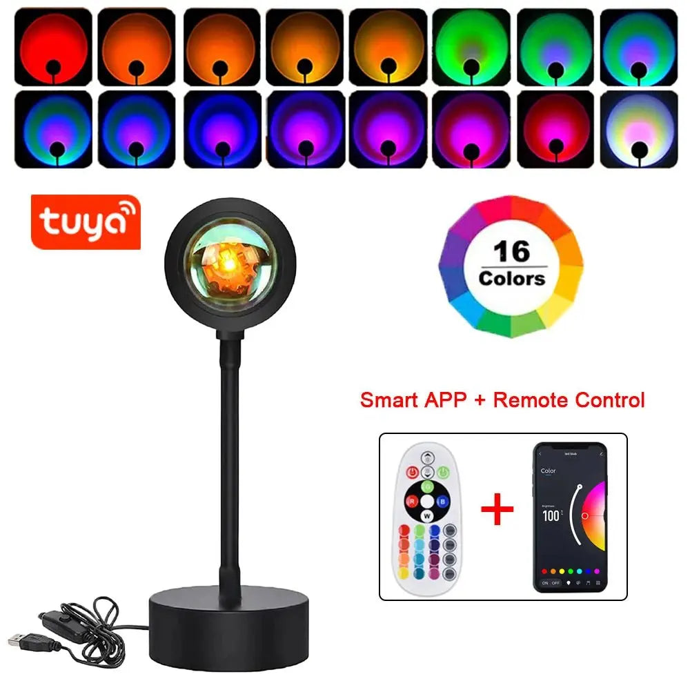 USB 5V Tuya Smart Sunset Lamp Night Light Sunset Projector Smart Life APP Remote Led Lights Room Decoration Photography Gift - HONORABLE VETERANS SOLUTIONS