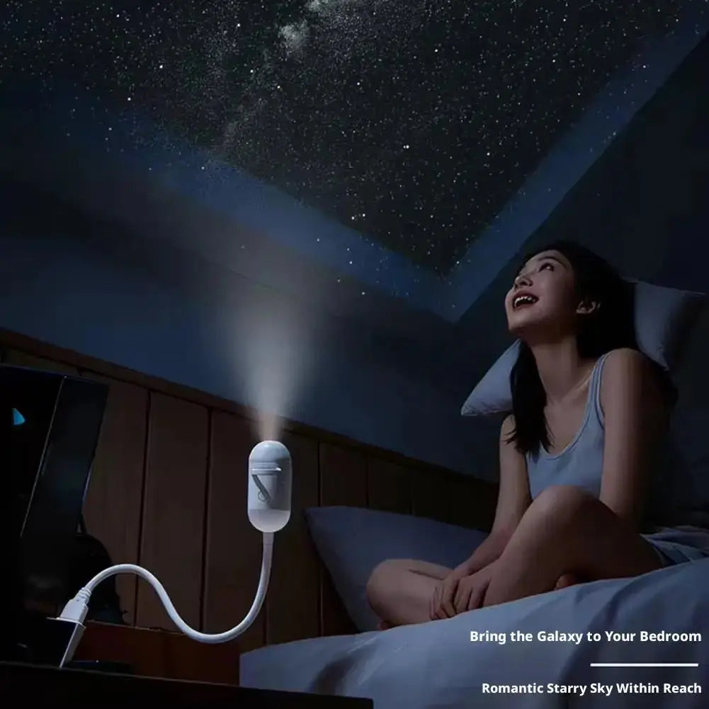 USB galaxy Projector Night Light 2-in-1 Mini Galaxy 360° Rotate LED Starry Sky Ambient Lamp For Party Home Saturn Decoration - HONORABLE VETERANS SOLUTIONS