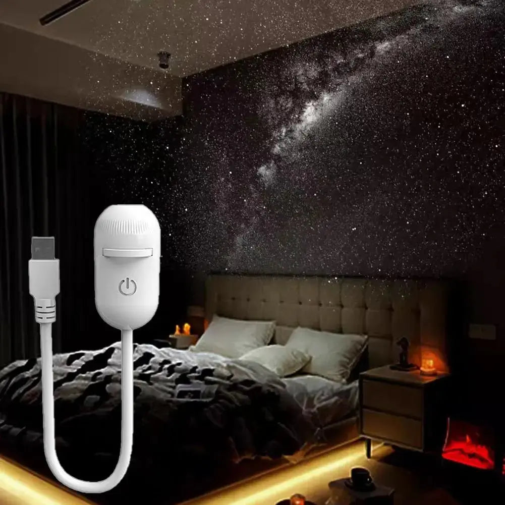 USB galaxy Projector Night Light 2-in-1 Mini Galaxy 360° Rotate LED Starry Sky Ambient Lamp For Party Home Saturn Decoration - HONORABLE VETERANS SOLUTIONS