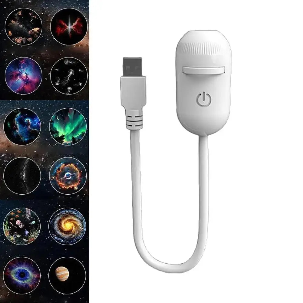 USB galaxy Projector Night Light 2-in-1 Mini Galaxy 360° Rotate LED Starry Sky Ambient Lamp For Party Home Saturn Decoration - HONORABLE VETERANS SOLUTIONS