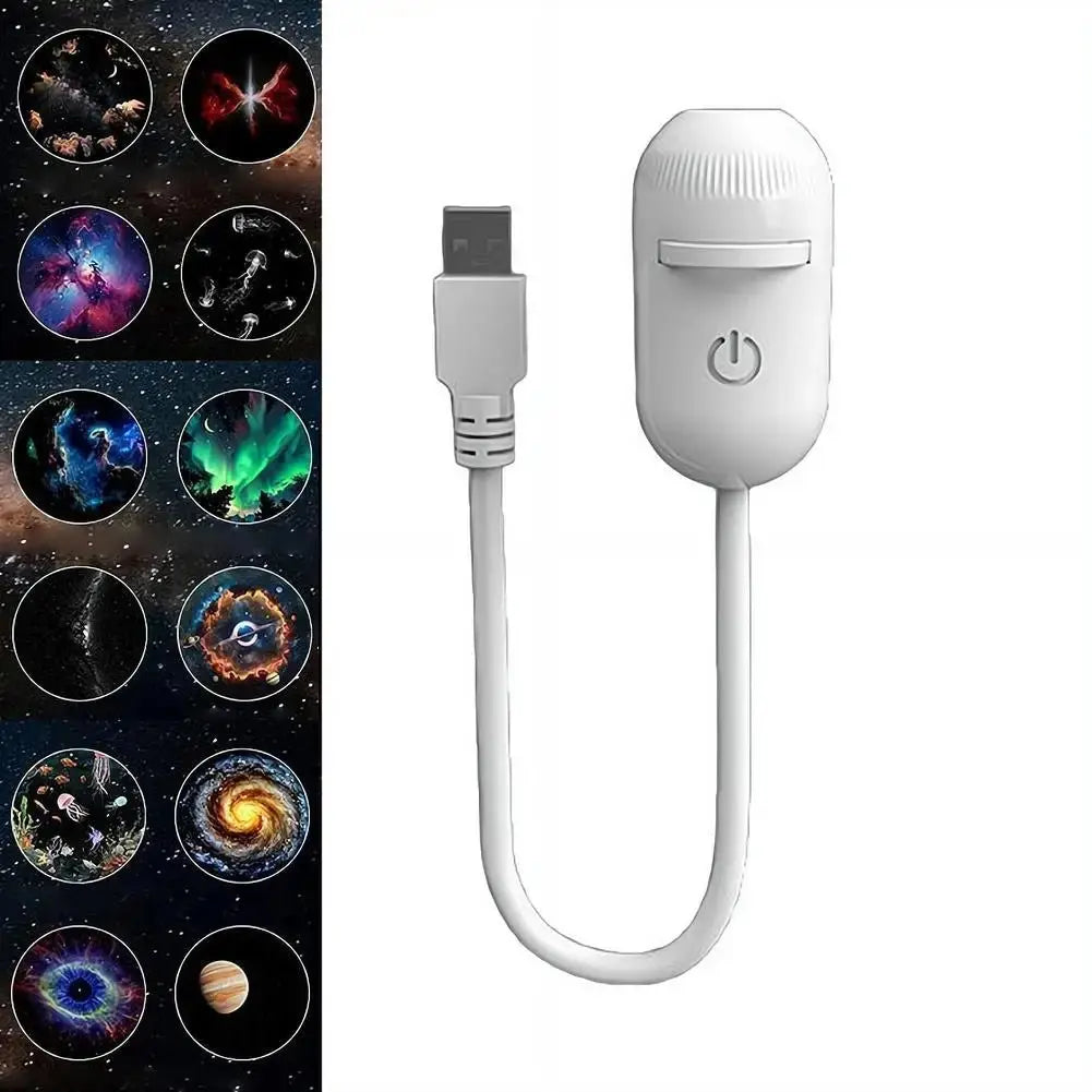 USB galaxy Projector Night Light 2-in-1 Mini Galaxy 360° Rotate LED Starry Sky Ambient Lamp For Party Home Saturn Decoration - HONORABLE VETERANS SOLUTIONS