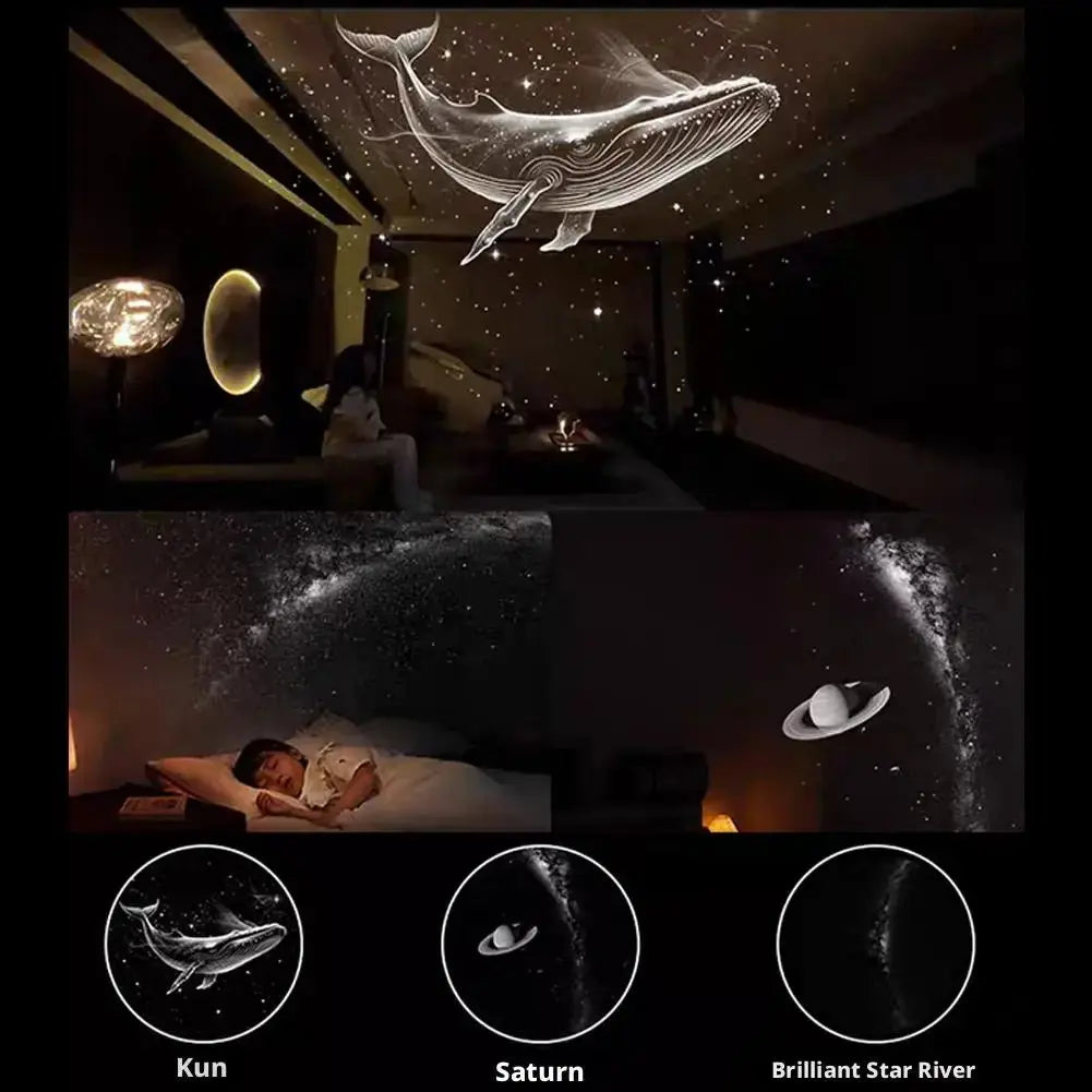 USB galaxy Projector Night Light 2-in-1 Mini Galaxy 360° Rotate LED Starry Sky Ambient Lamp For Party Home Saturn Decoration - HONORABLE VETERANS SOLUTIONS