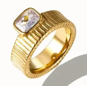 Zircon Inlay Ring – Waterproof Stainless Steel - HONORABLE VETERANS SOLUTIONS